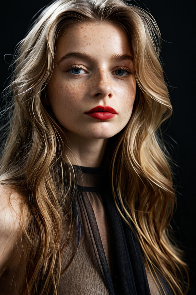 of a petite,  19 years old,  full natural lips on Tensor.Art