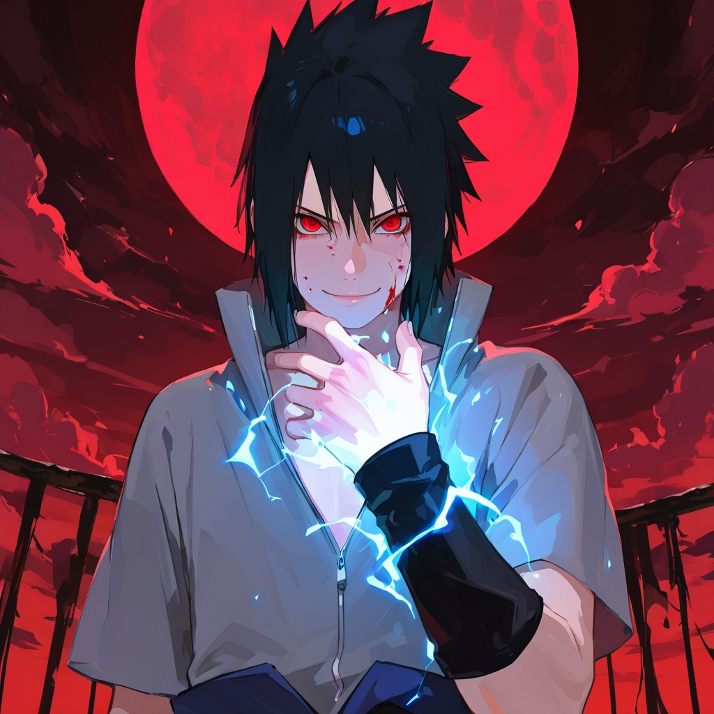 Sasuke Uchiha,  evil expression,  looking at viewer on Tensor.Art