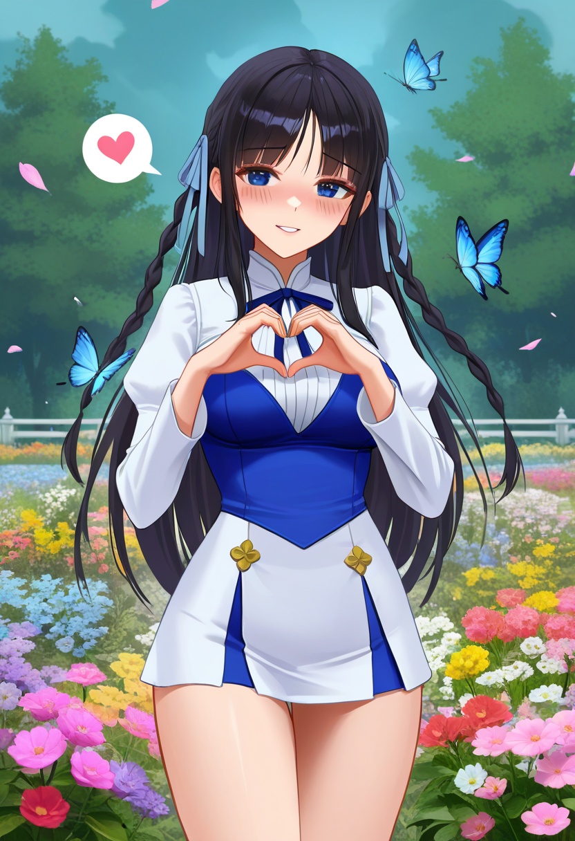 zhaolinger,  black long hair,  two braids on Tensor.Art