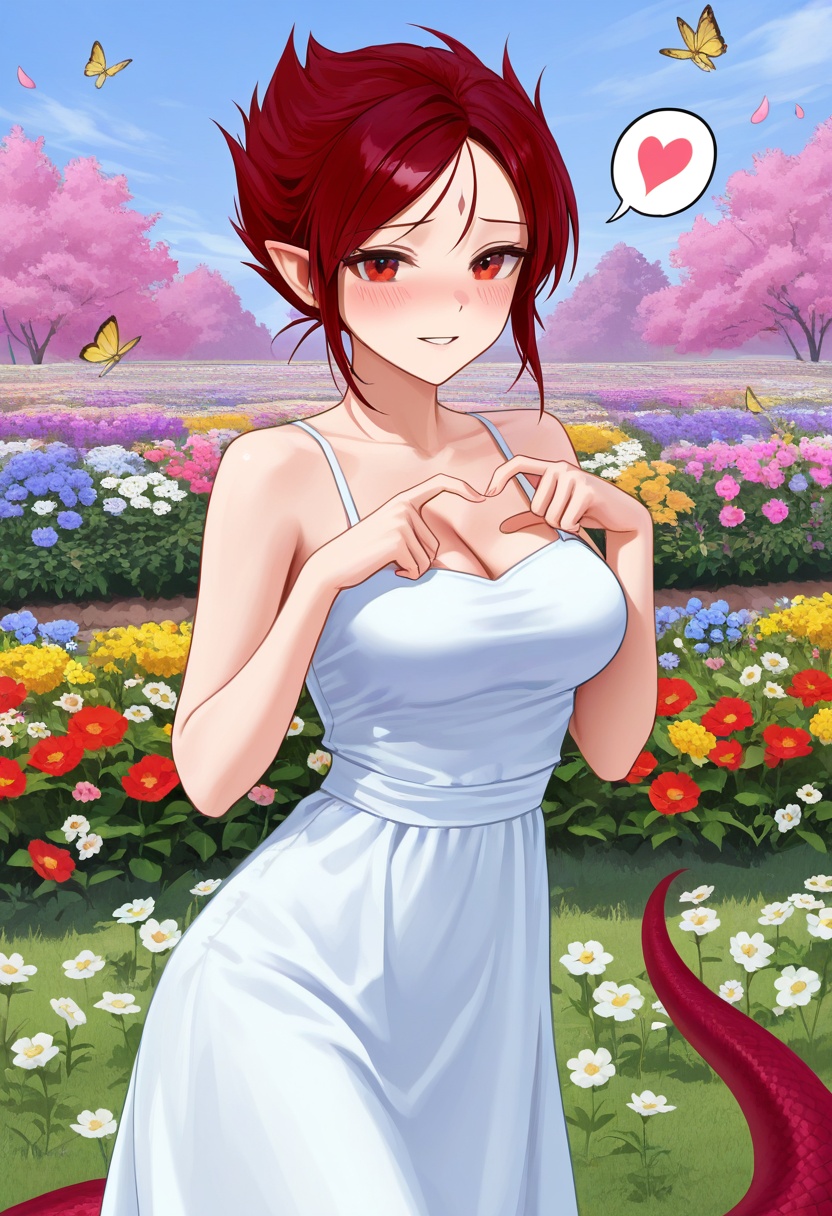 zhaolinger_nuwa,  red short hair,  red eyes on Tensor.Art