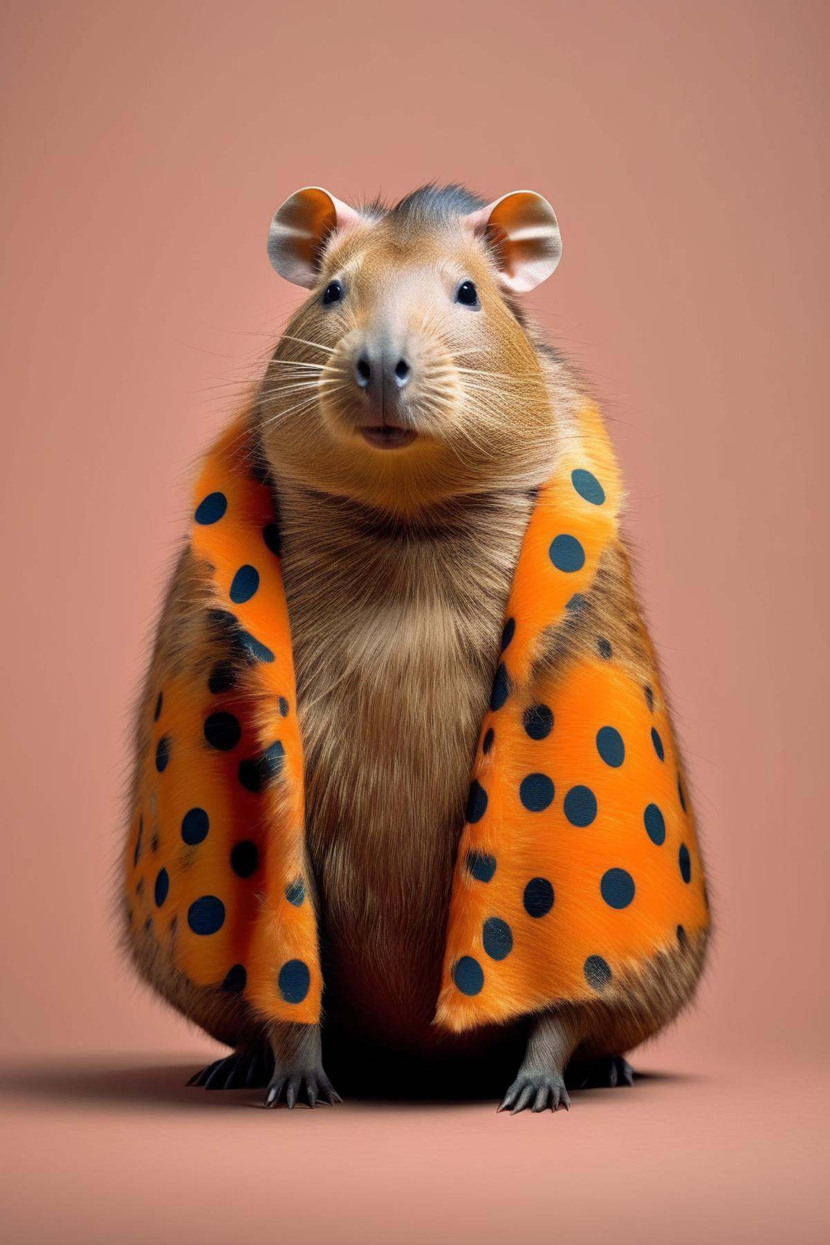 Dressed animals - capybara with beautiful polka dot patterned fur on Tensor.Art