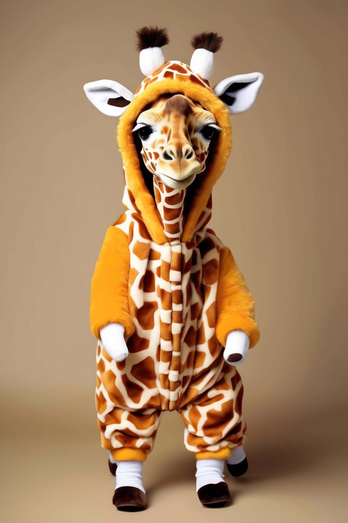 Dressed animals - a giraffe wearing a giraffe costume on Tensor.Art