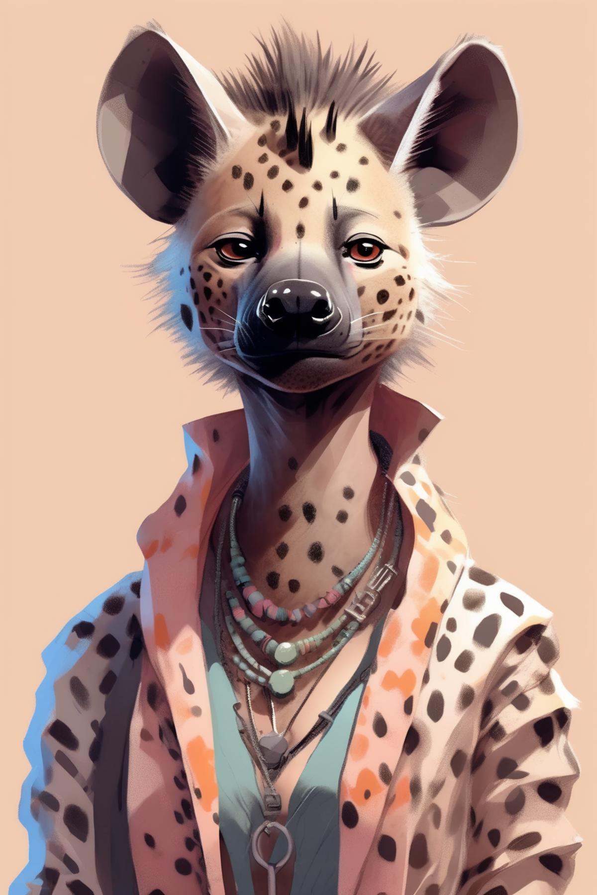 Dressed animals - generative ai style hyena in gender neutral clothes on Tensor.Art