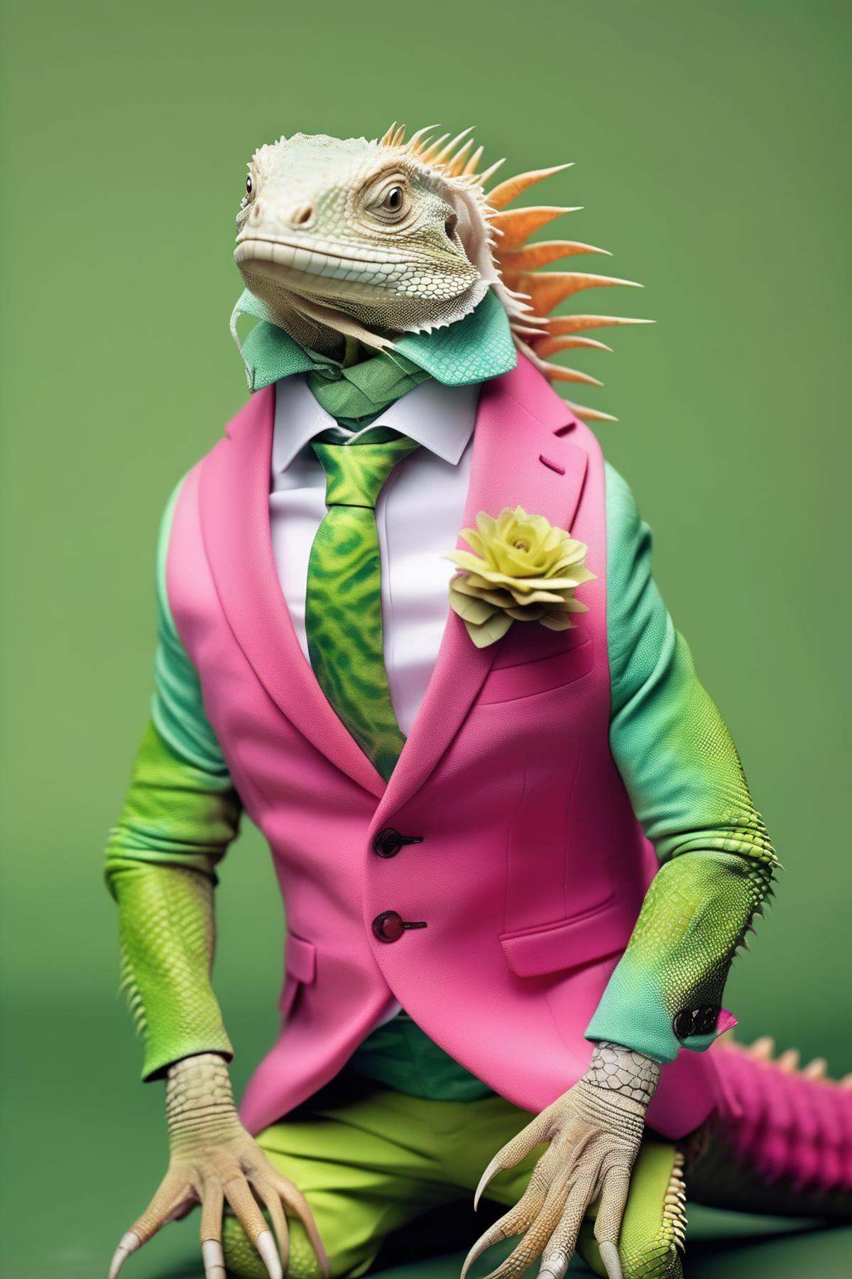 Dressed animals - iguana having a great fashion sense on Tensor.Art