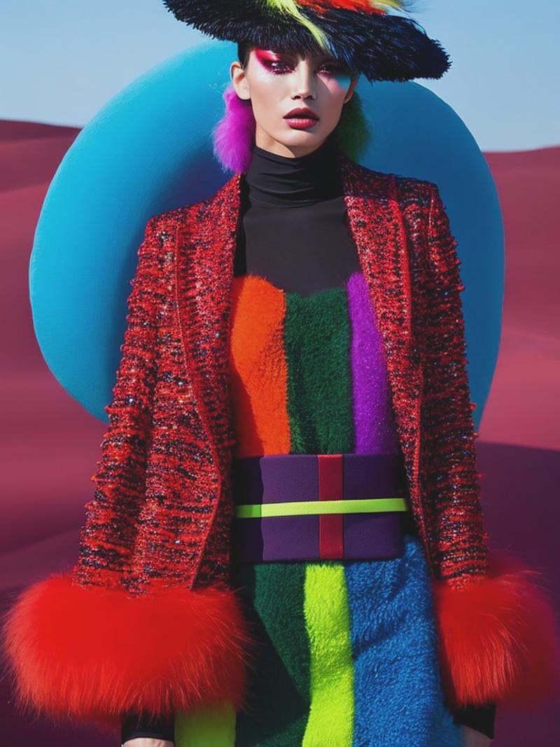 surreal fashion for monsters in alternate realities,  showing off bold textures and colors,  dynamic on Tensor.Art