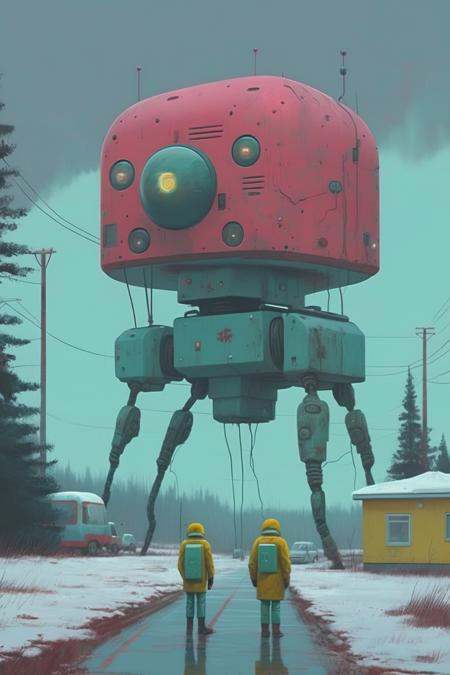 Simon Stalenhag - art style inspired by Simon Stålenhag combines realistic landscapes,  retro-futuristic technology,  and...