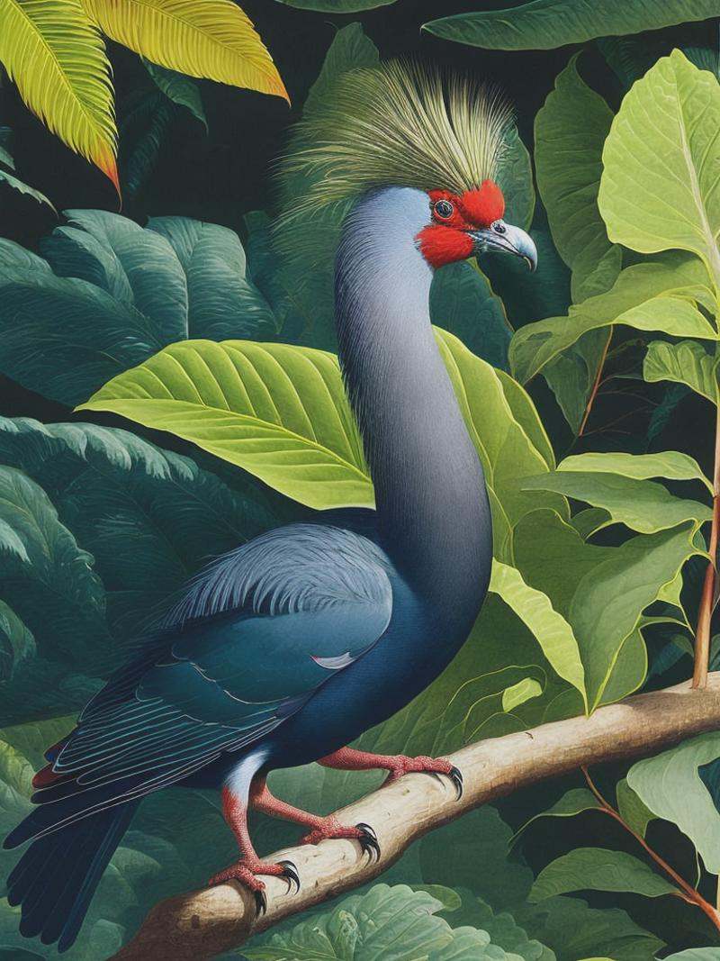 a Victoria Crowned Pigeon in the naturalist illustration style of john james audubon on Tensor.Art