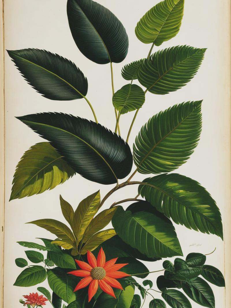 a book illustration of jungle plants by John James Audubon on Tensor.Art