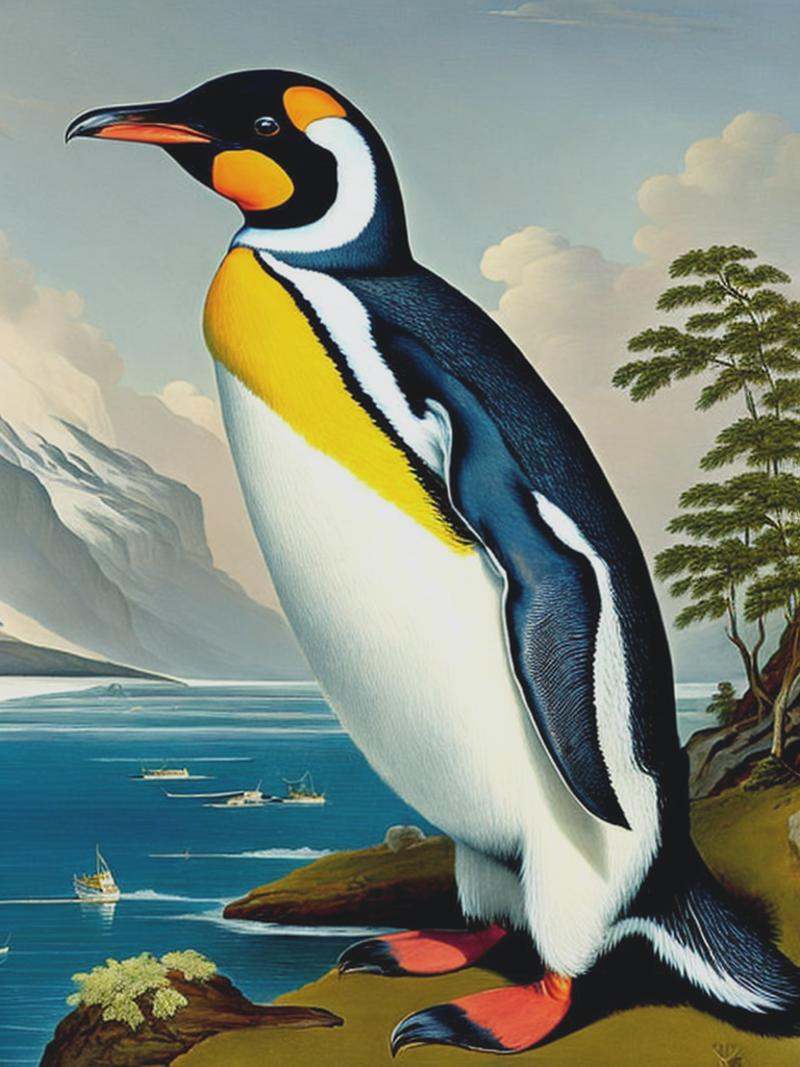 A penguin in the style of John James Audubon on Tensor.Art