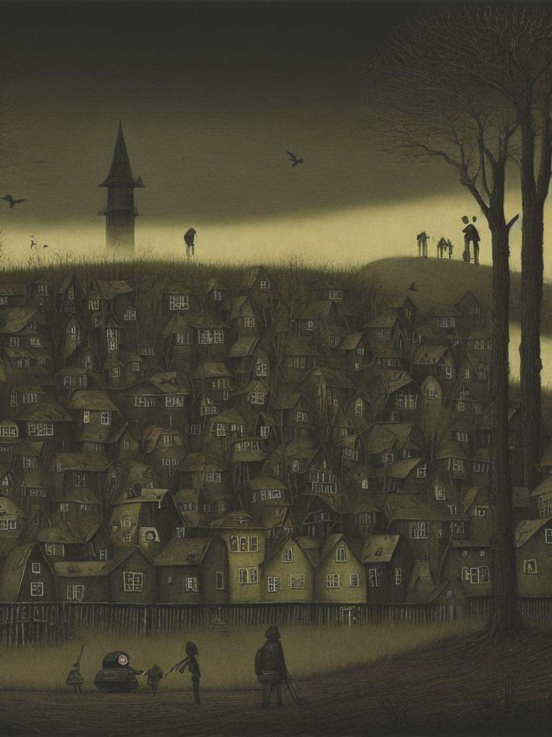 zombie apocalypse in the style of John Kenn Mortensen on Tensor.Art