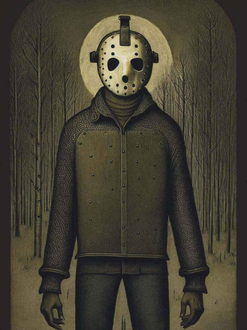 Jason Voorhees in the style of John Kenn Mortensen on Tensor.Art