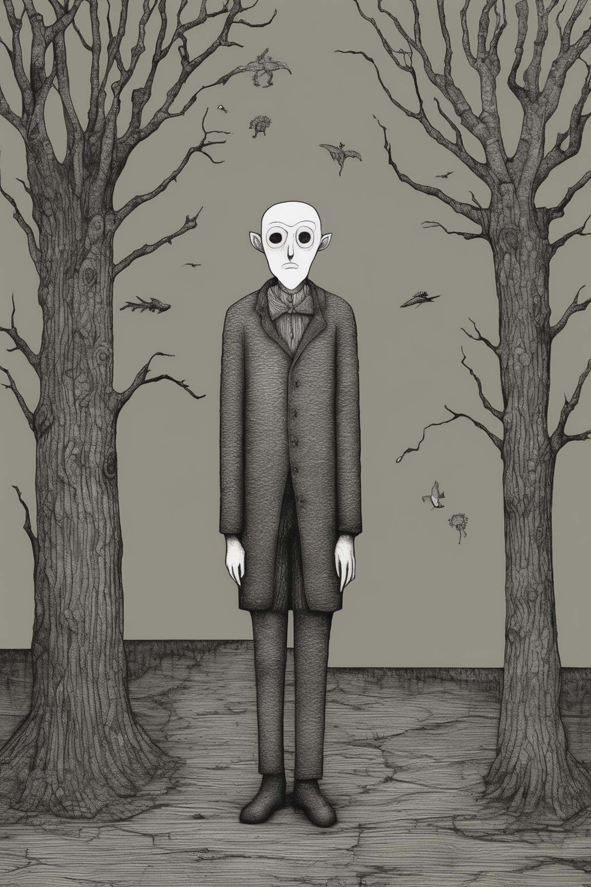 John Kenn Mortensen Style - drawing of ego death in the style of edward gorey and junji ito on Tensor.Art