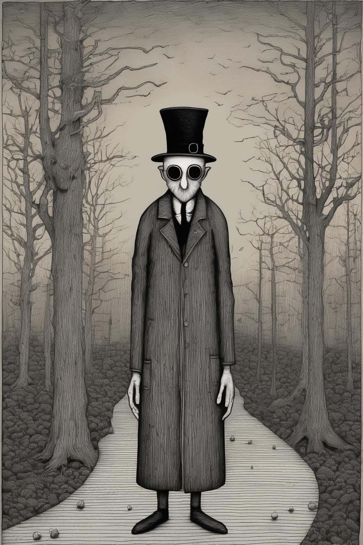 John Kenn Mortensen Style - an original artwork in the style of Edward gorey on Tensor.Art