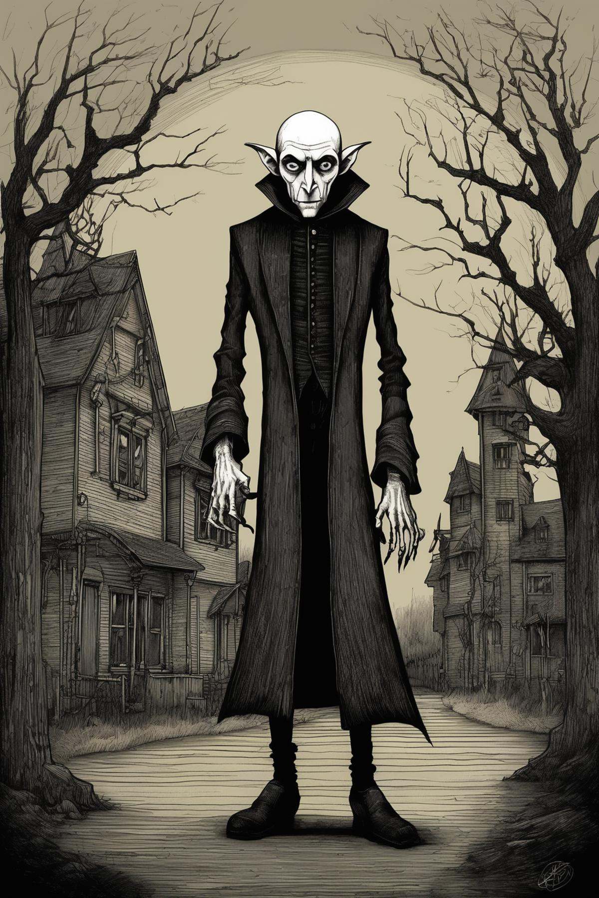 John Kenn Mortensen Style - nosferatu in the style of john kenn mortensen on Tensor.Art