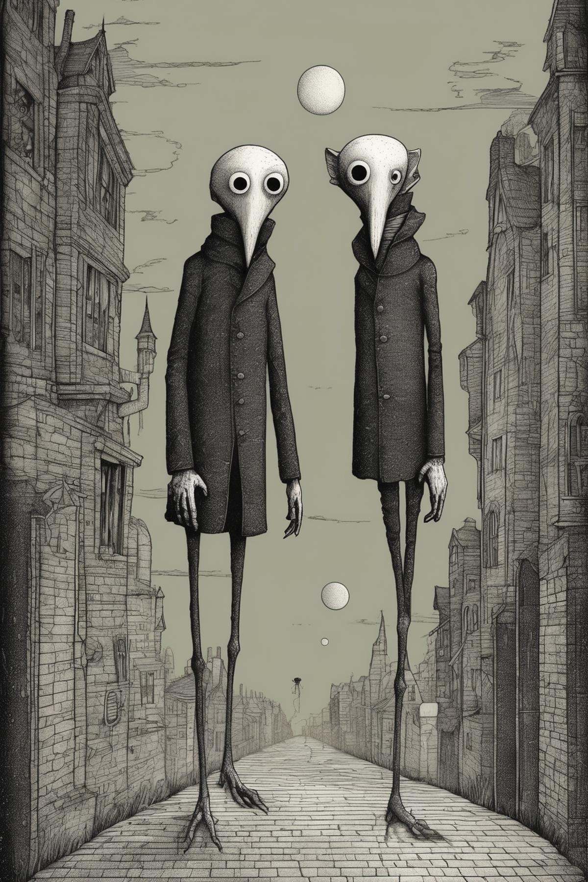 John Kenn Mortensen Style - futuristic cryptid cute style of edward gorey on Tensor.Art