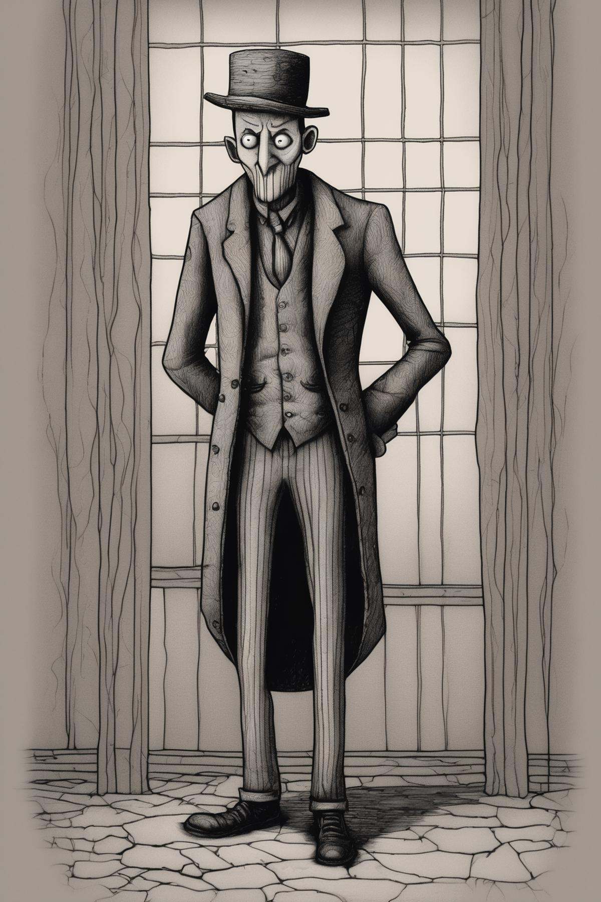 John Kenn Mortensen Style - drawing of a comedian in the style of john kenn mortensen on Tensor.Art