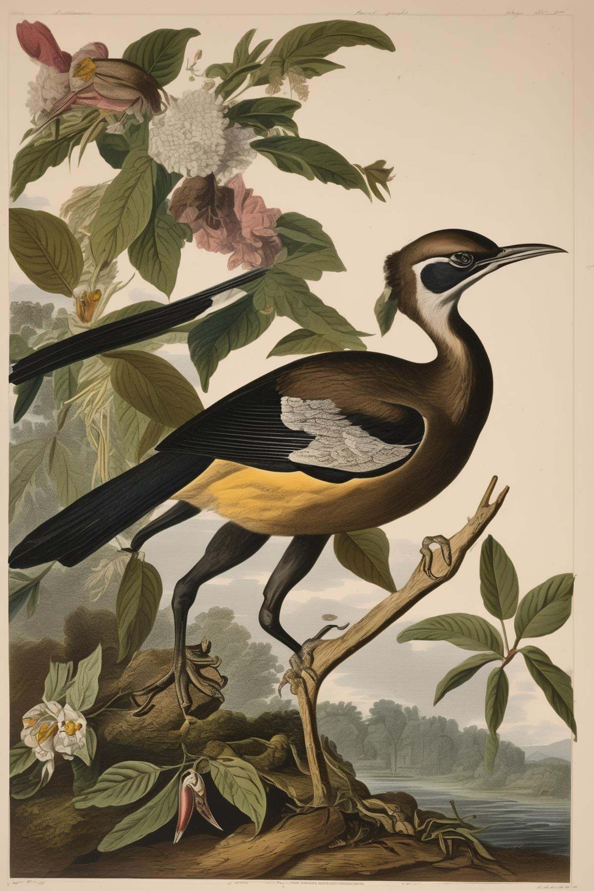 John James Audubon Style - getting high and looking at ornithological prints on Tensor.Art