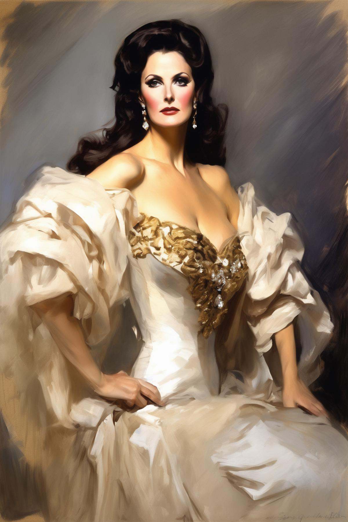 John Singer Sargent Style - John Singer Sargent portrait of Lynda Carter as an opera star on Tensor.Art