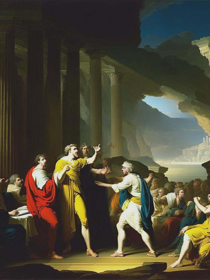 people in shock,  crying,  with fear in old greece on Tensor.Art