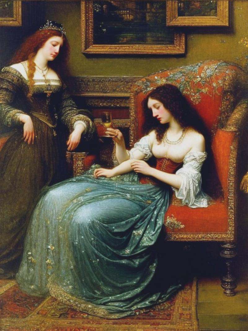 queen anne of england drunk by william waterhouse on Tensor.Art