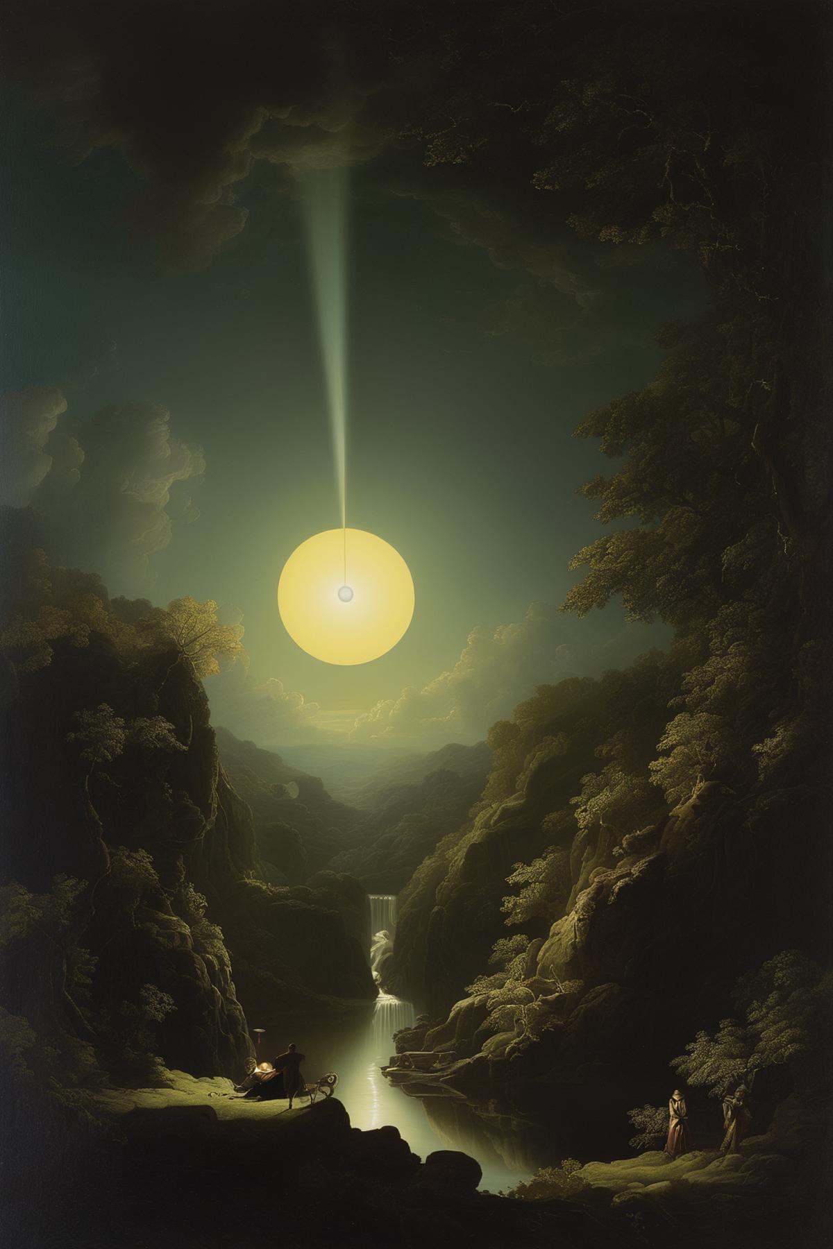 Joseph Wright Of Derby Style - an art inspired by Joseph Wright of Derby of an impossible line in the middle of the univer...
