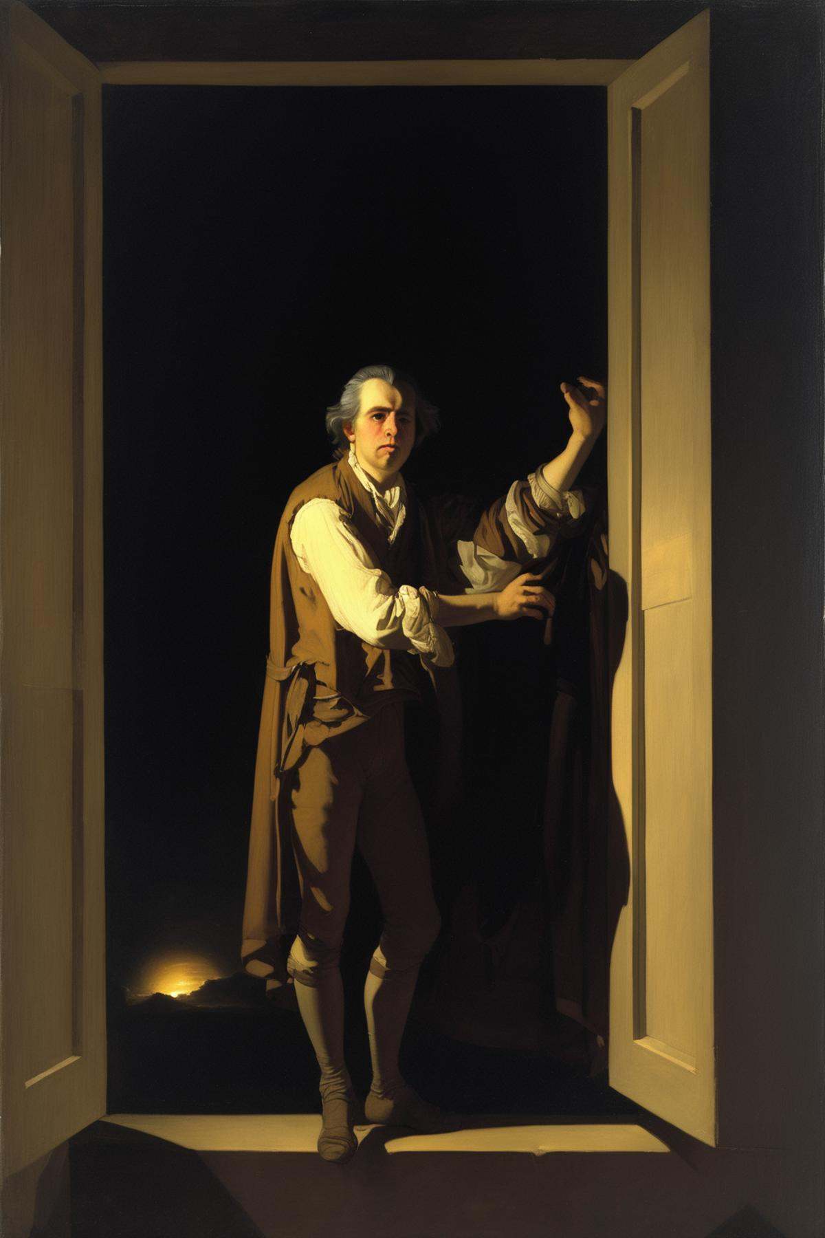 Joseph Wright Of Derby Style - Outside the windows,  the night covers the Earth,  which it holds captive. Drowsiness fills...