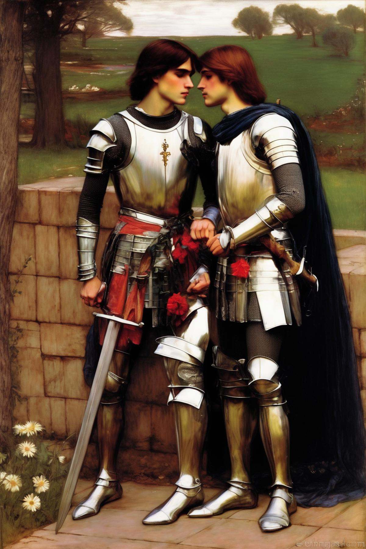 John William Waterhouse Style - John William Waterhouse Romantic handsome knights gay on Tensor.Art
