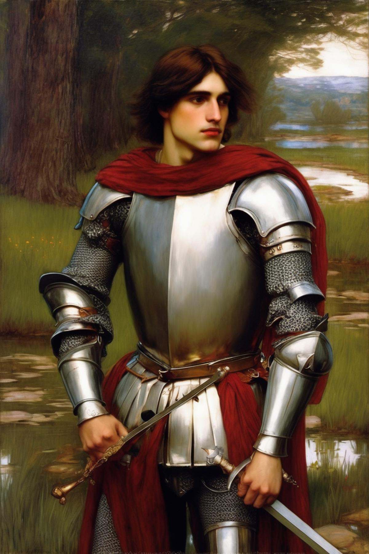 John William Waterhouse Style - John William Waterhouse Romantic handsome knight on Tensor.Art