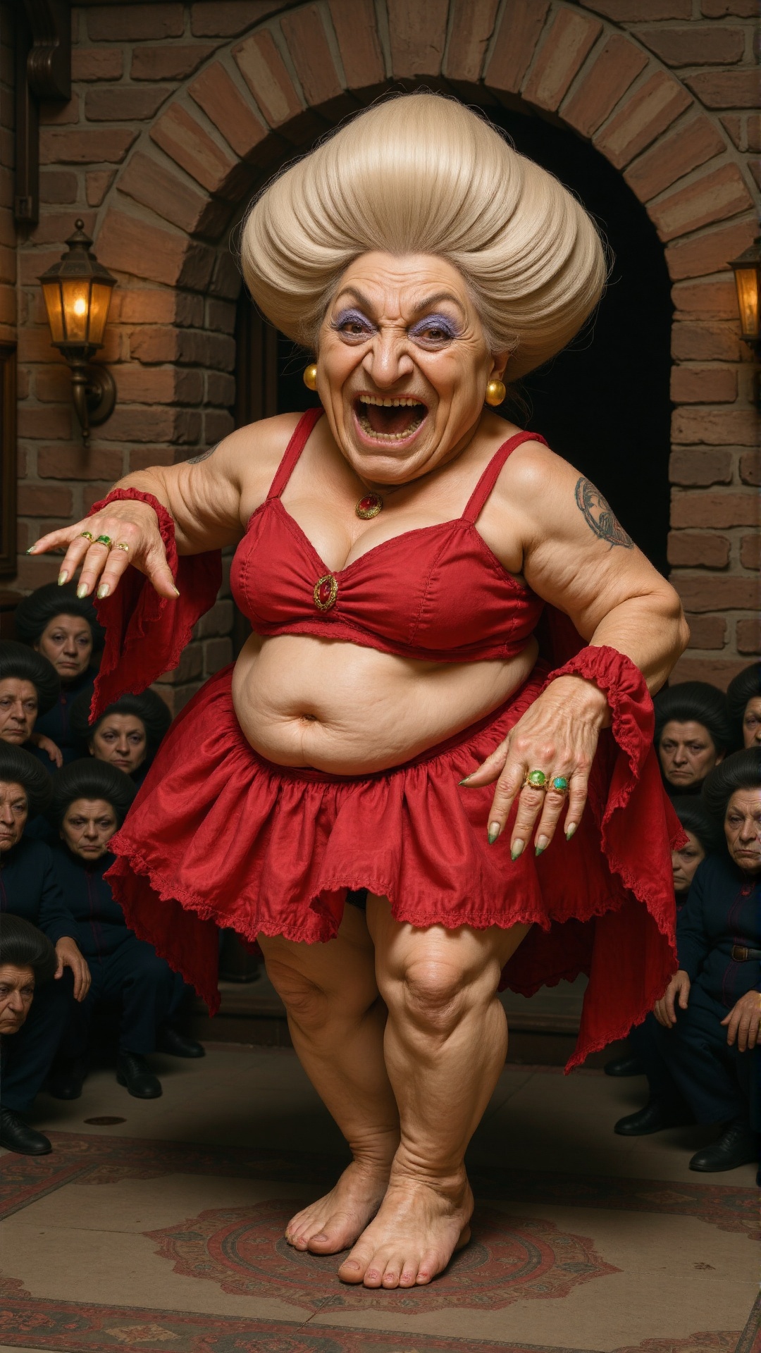This is a hyper-realistic photo: in the photo there is an old woman named YUBABA,  her face is full of wrinkles,  her faci...