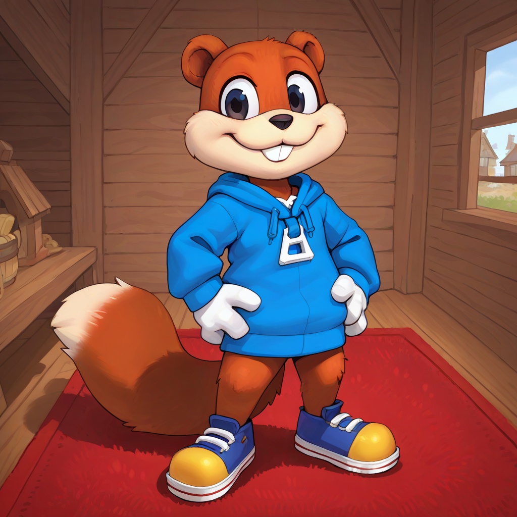 conker,  blue hoodie,  short on Tensor.Art