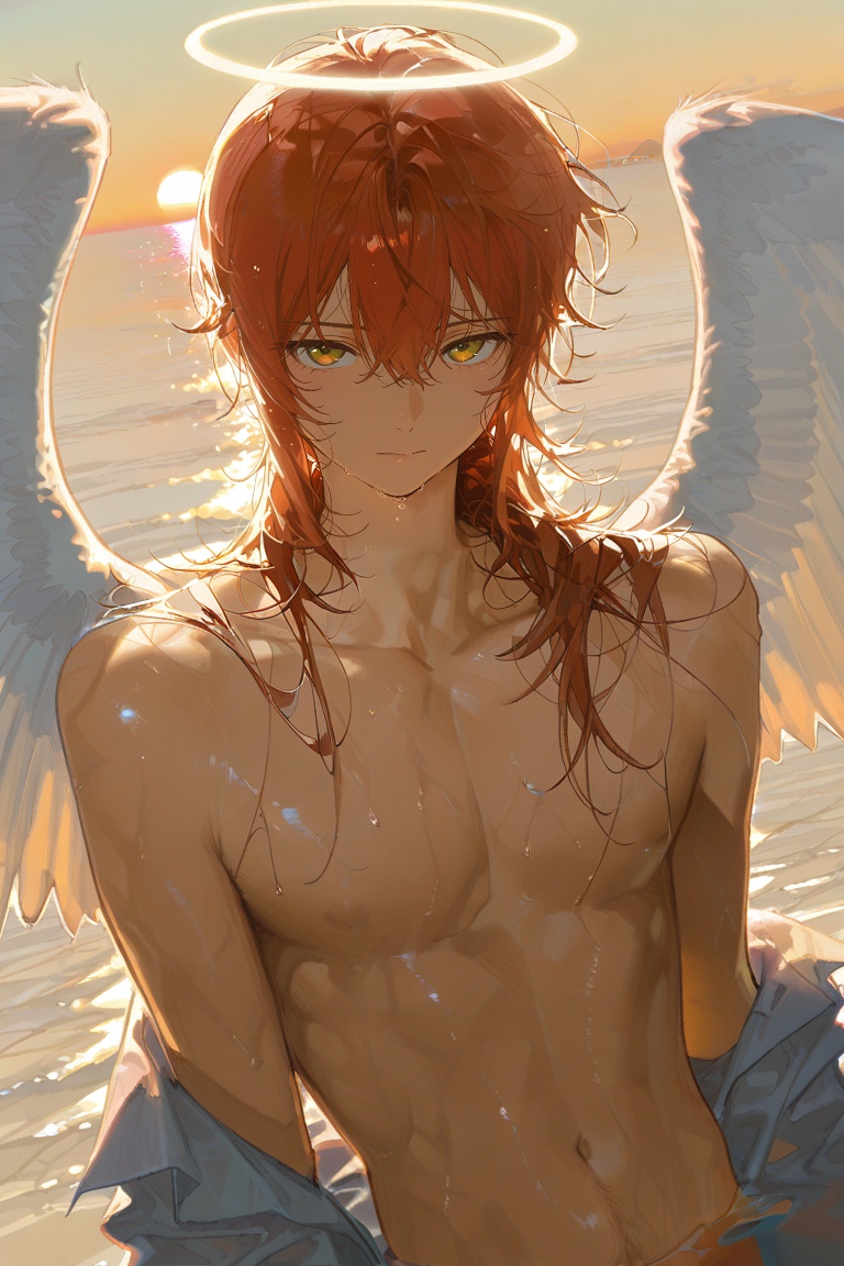 1boy,  halo,  wings on Tensor.Art