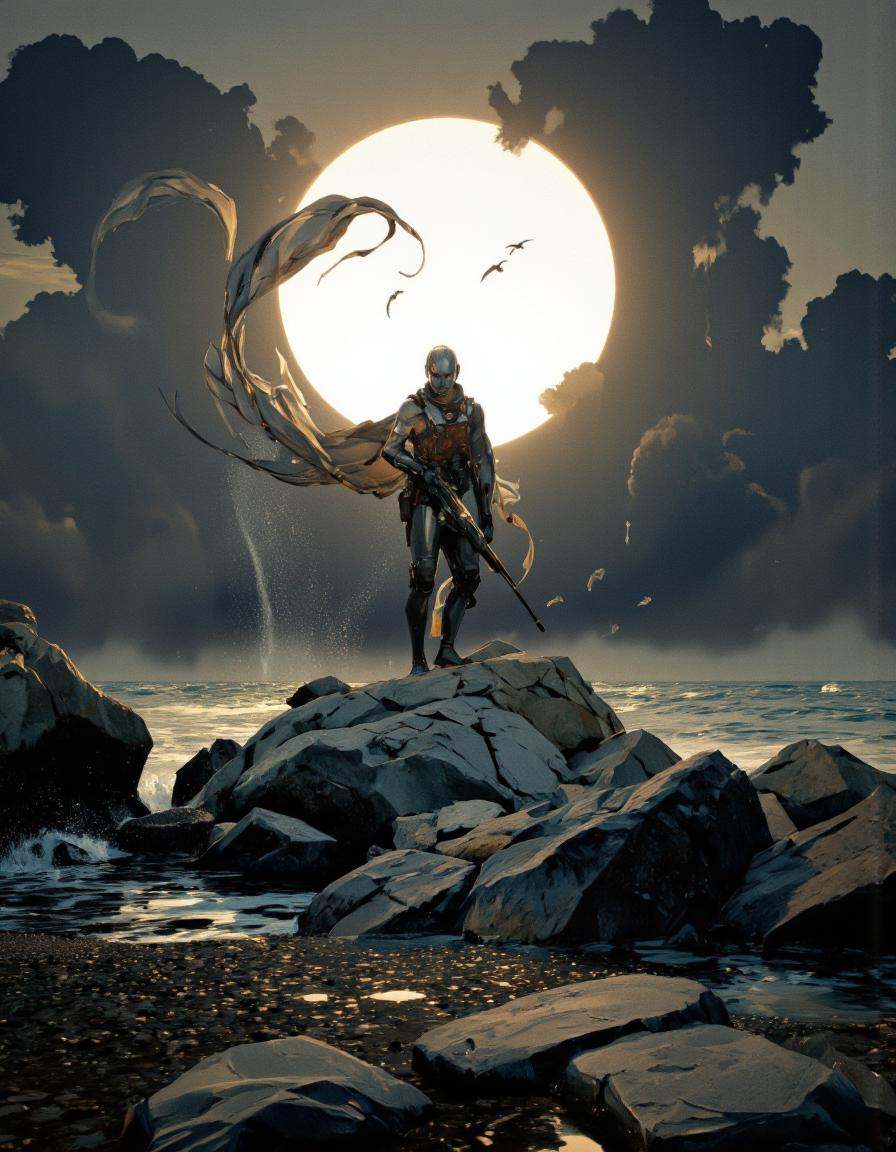 Art by Richard Anderson. A digital illustration shoot from a low-angle perspective about a serene and powerful scene depic...