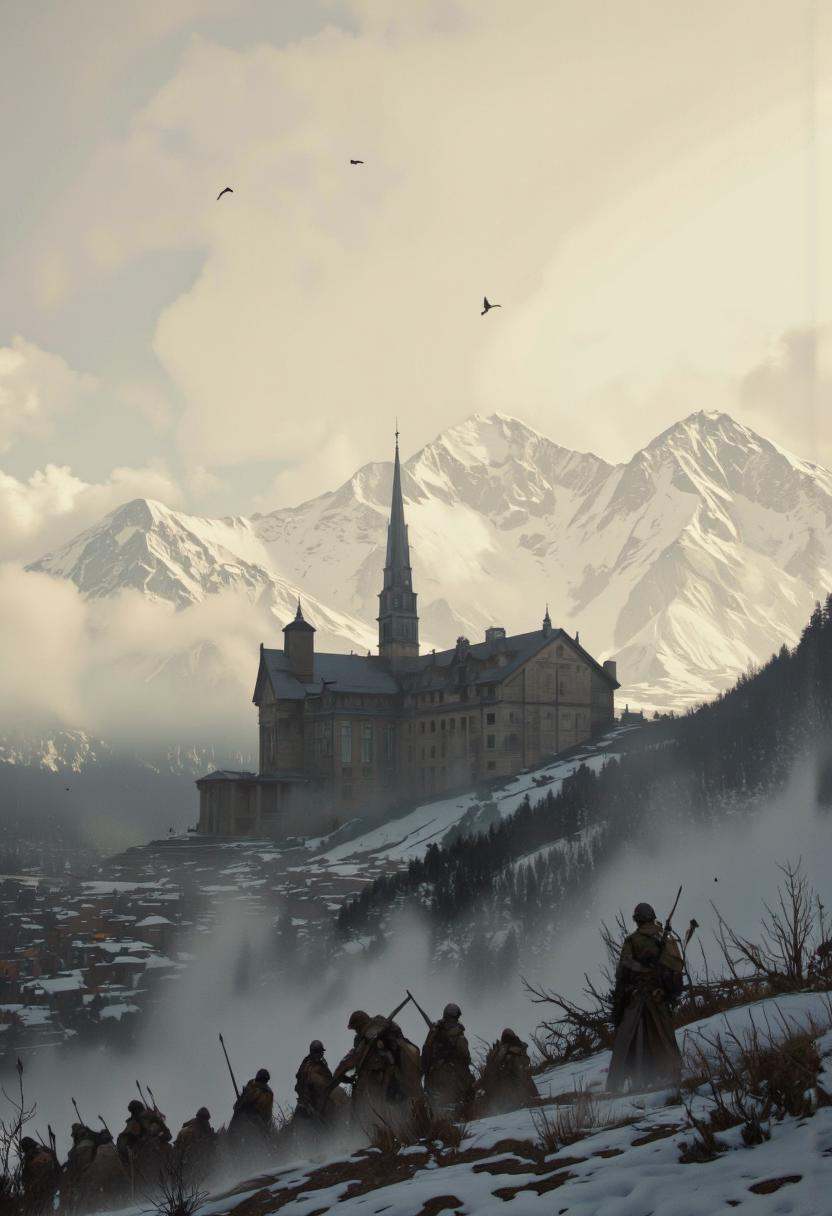 Art by Richard Anderson. A digital illustration shoot from a bird's eye view about a futuristic landscape featuring a larg...