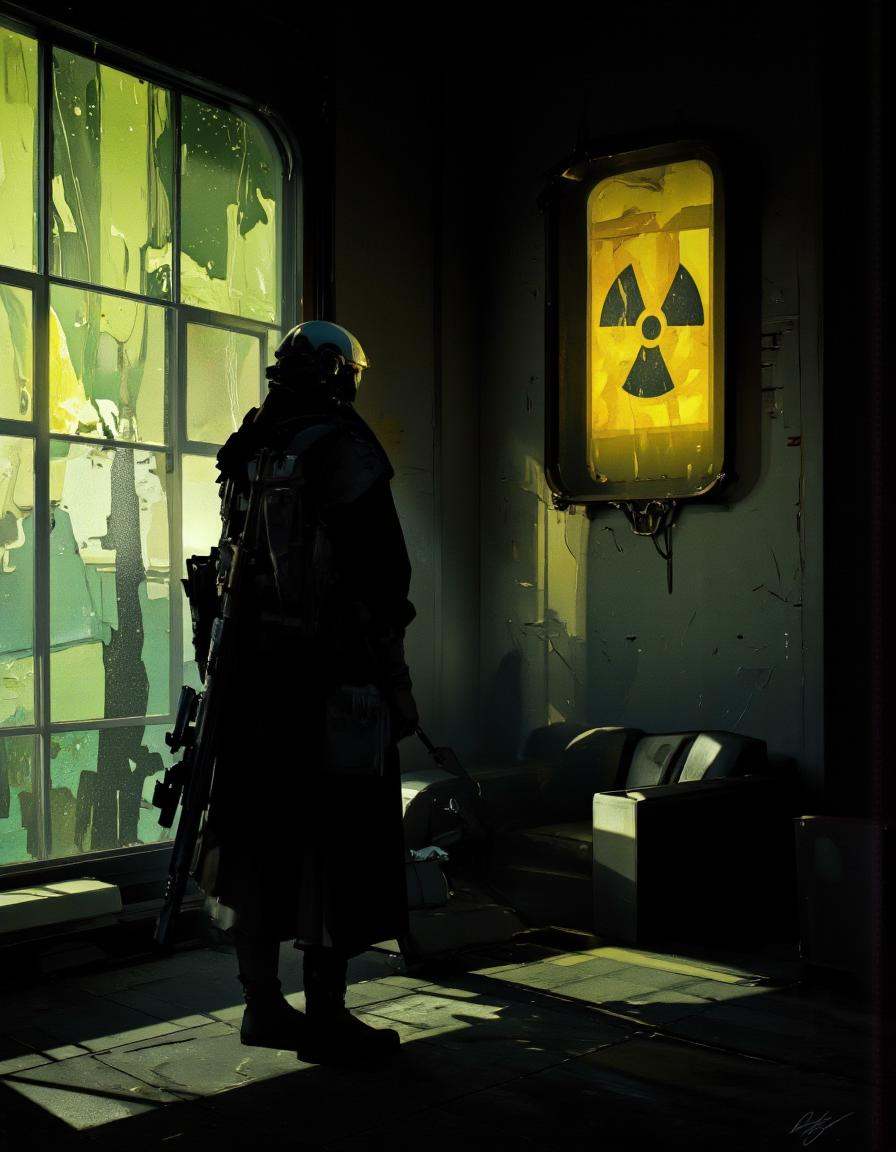Art by Richard Anderson. A digital illustration shoot from a side camera angle about a silhouette of a soldier in a futuri...