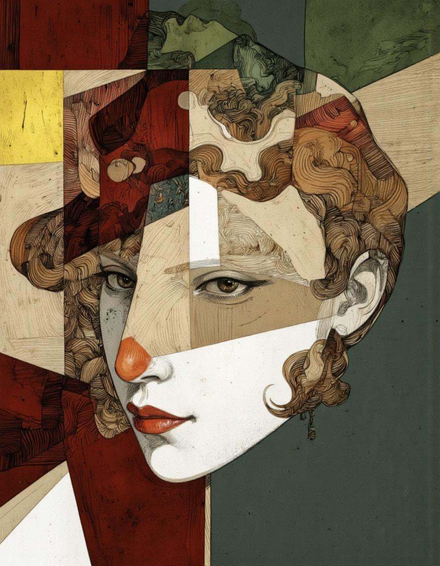 Art by Paco Gimenez. A digital illustration shoot from a profile camera angle about a stylized portrait of a woman with ge...
