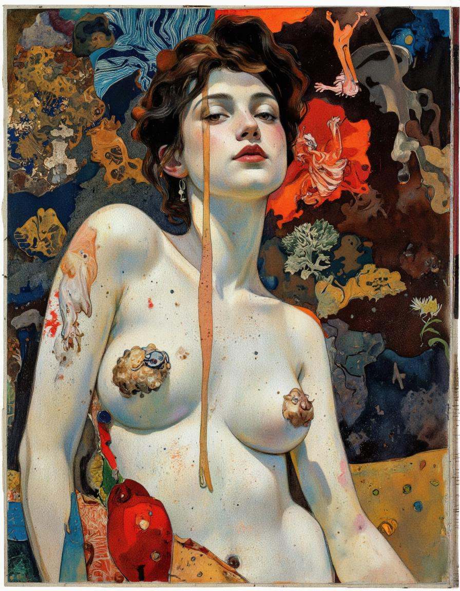 abstract modern concept art af a nude woman art by Theo van Doesburg,  Beeple,  Charles Dwyer on Tensor.Art