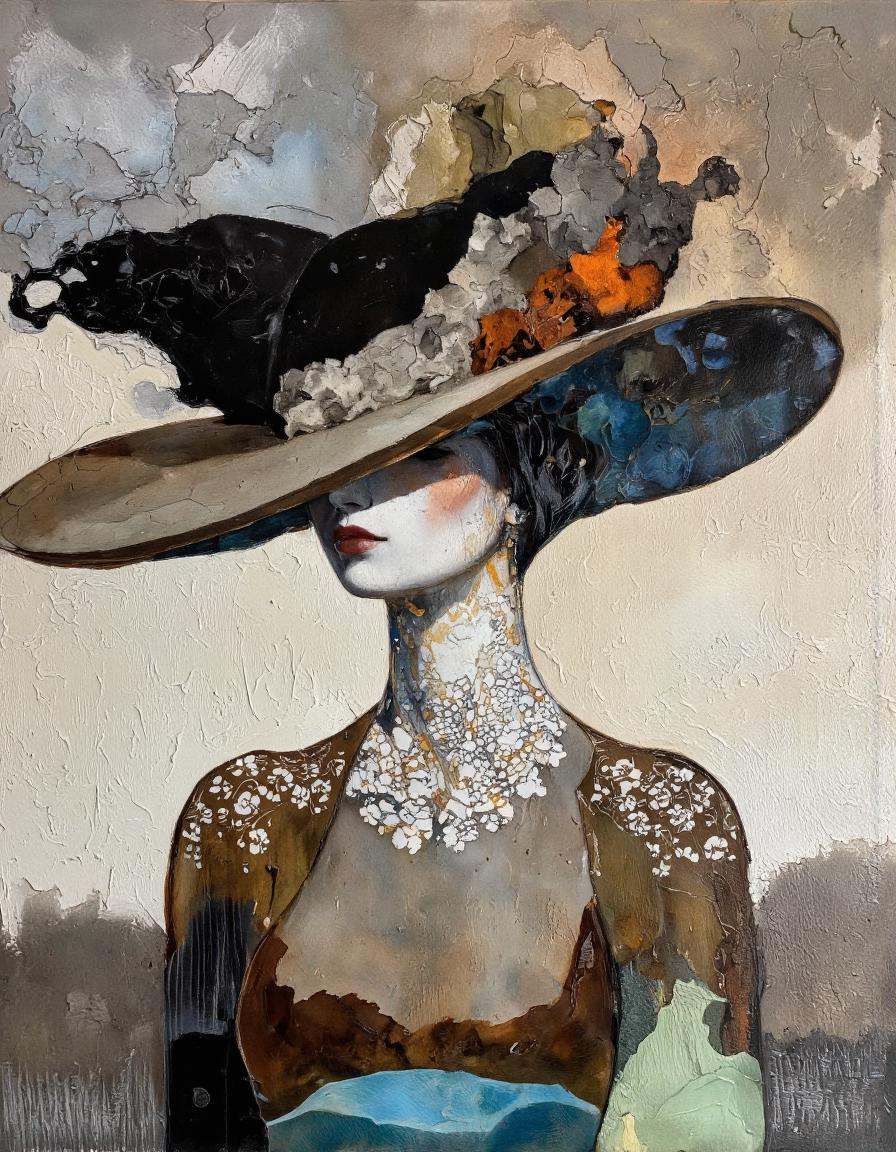 Kate Morgan Art. A human form with a faceless,  elongated head. The head is adorned with a large,  ornate on Tensor.Art