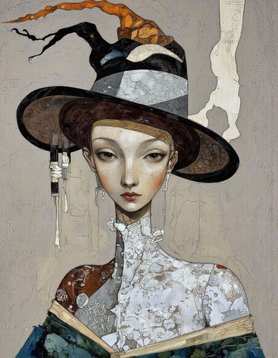 Kate Morgan Art. A human form with a faceless,  elongated head. The head is adorned with a large,  ornate on Tensor.Art
