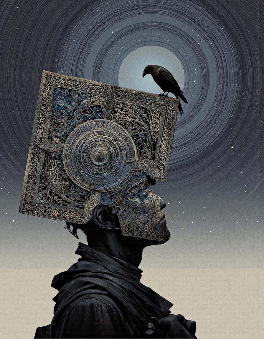 Art par Alexey Egorov. Une illustration numérique surréaliste tire à partir d'un angle de caméra frontal sur une silhouett...