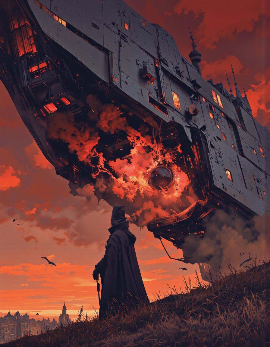 Art par Alexey Egorov. Un tournage dramatique d'illustration numérique d'en bas à propos d'une figure mystérieuse dans un...