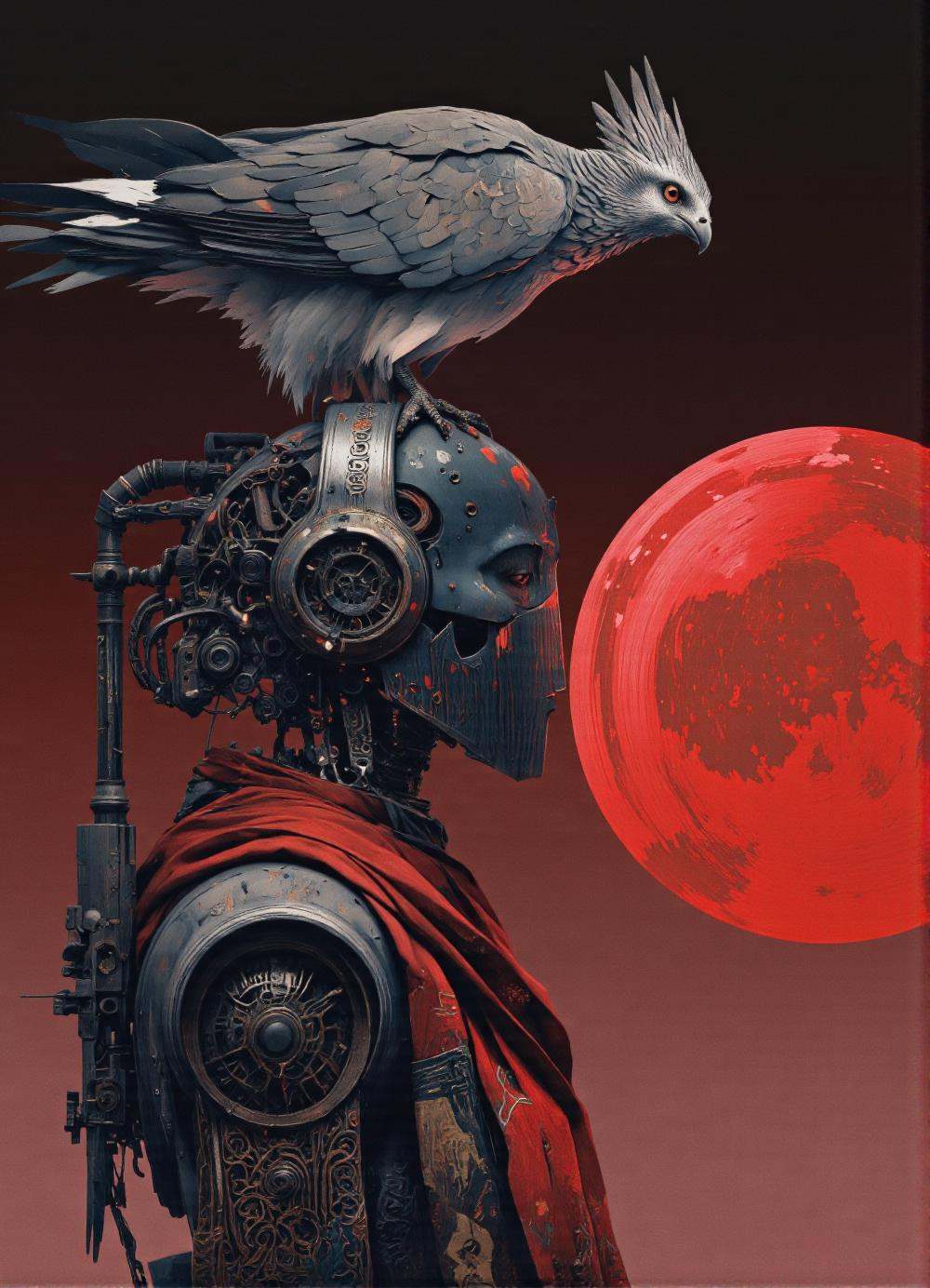 Art par Alexey Egorov. Une illustration numérique tire à partir d'un angle de caméra de profil sur un robot humanoïde avec...