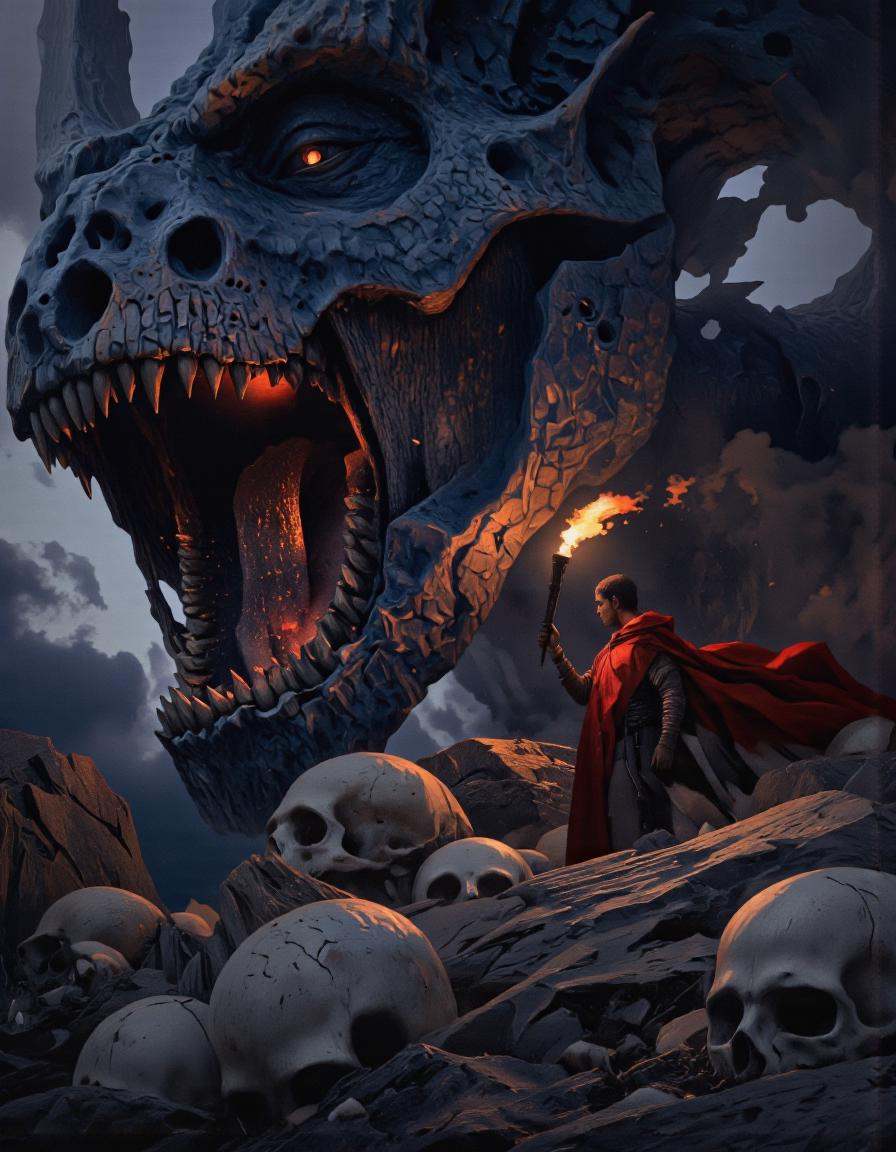 Art by Alexey Egorov. A dramatic digital illustration shoot from a below camera angle about a dramatic scene depicting a m...