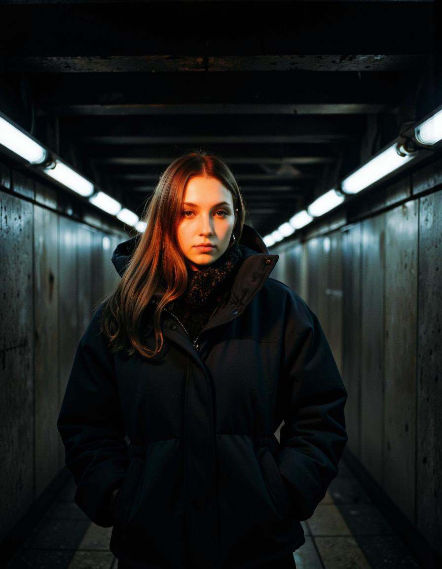 This is a high-resolution photograph featuring a young woman with a fair complexion and long,  straight,  light brown hair...