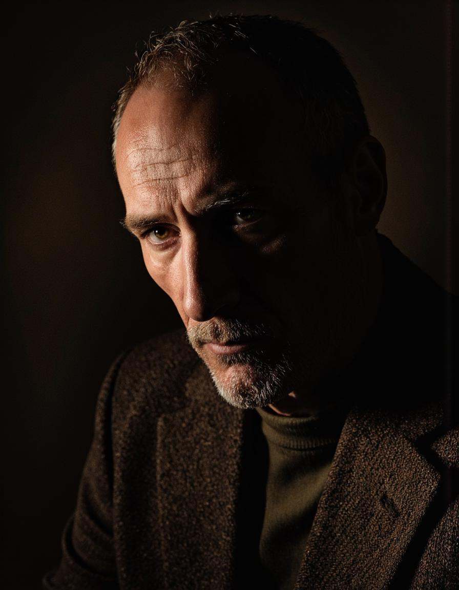Rembrandt Lighting. A beautiful photo of an old man,  angle view,  light and shadow play on Tensor.Art