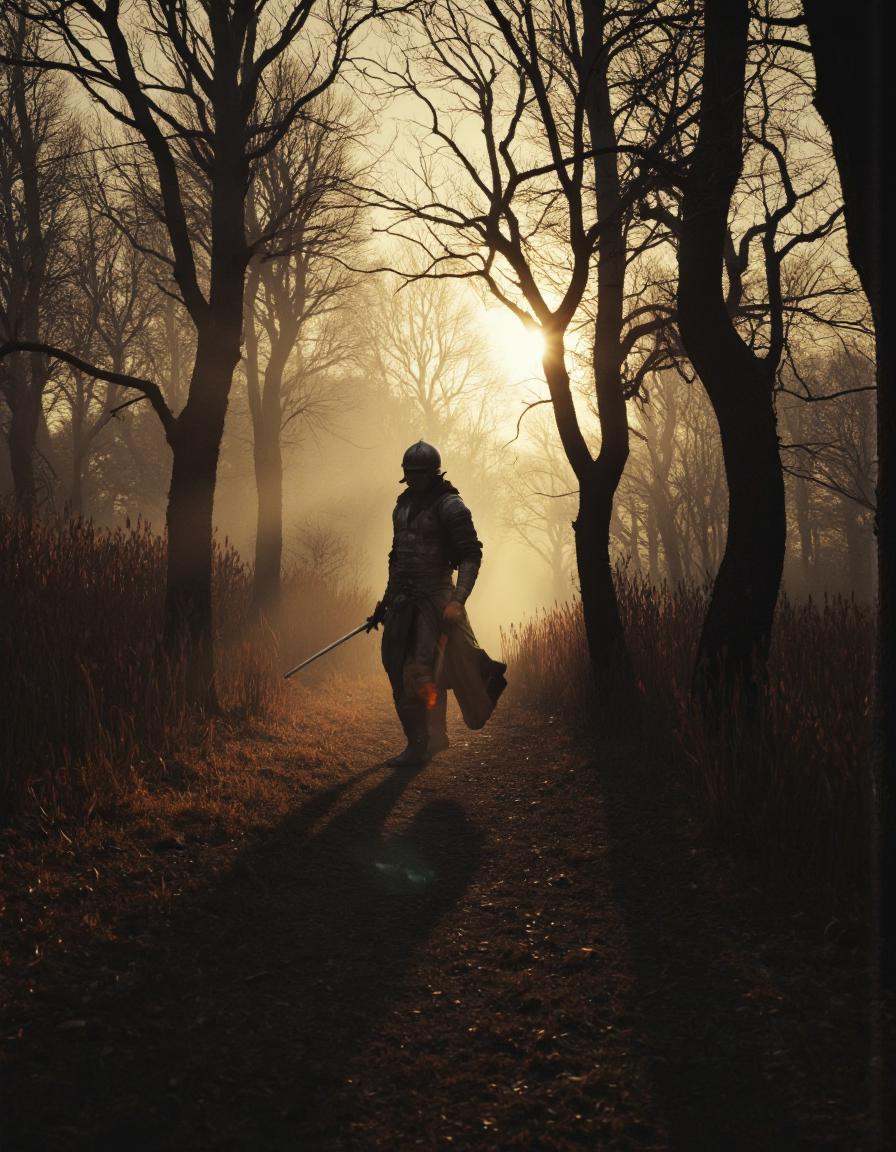 Rembrandt Lighting. Art by Richard Anderson. A photo-realistic portrait shoot from a angle about a shadowy figure walking...