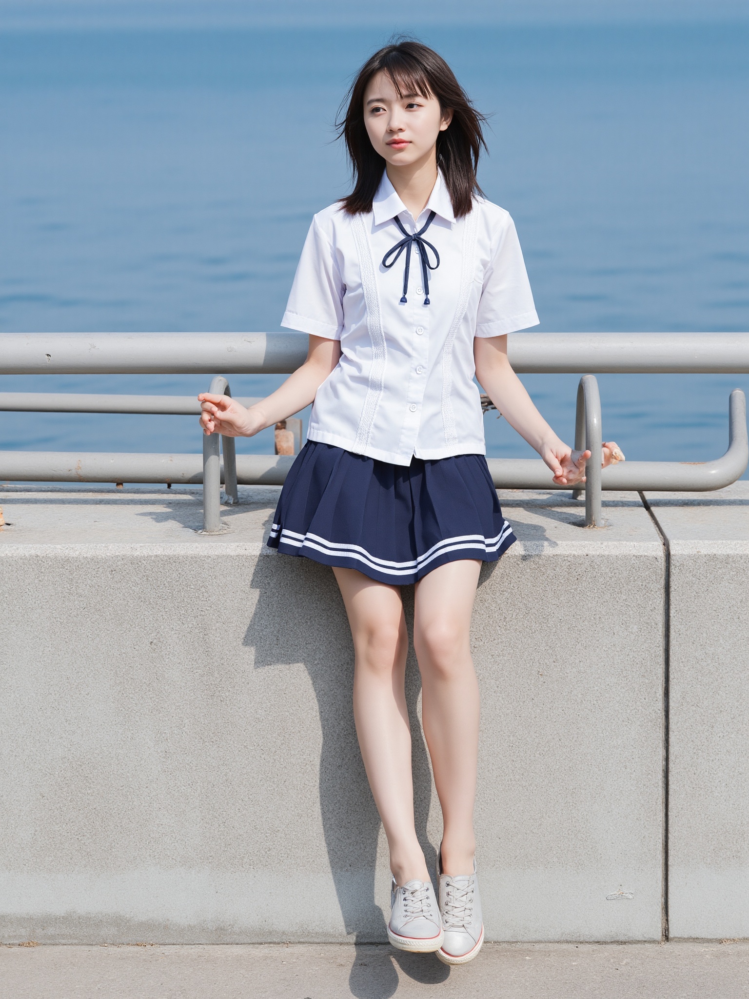 A photo of a 15-year-old Russian actress,  she is wearing a Korean school uniform on Tensor.Art