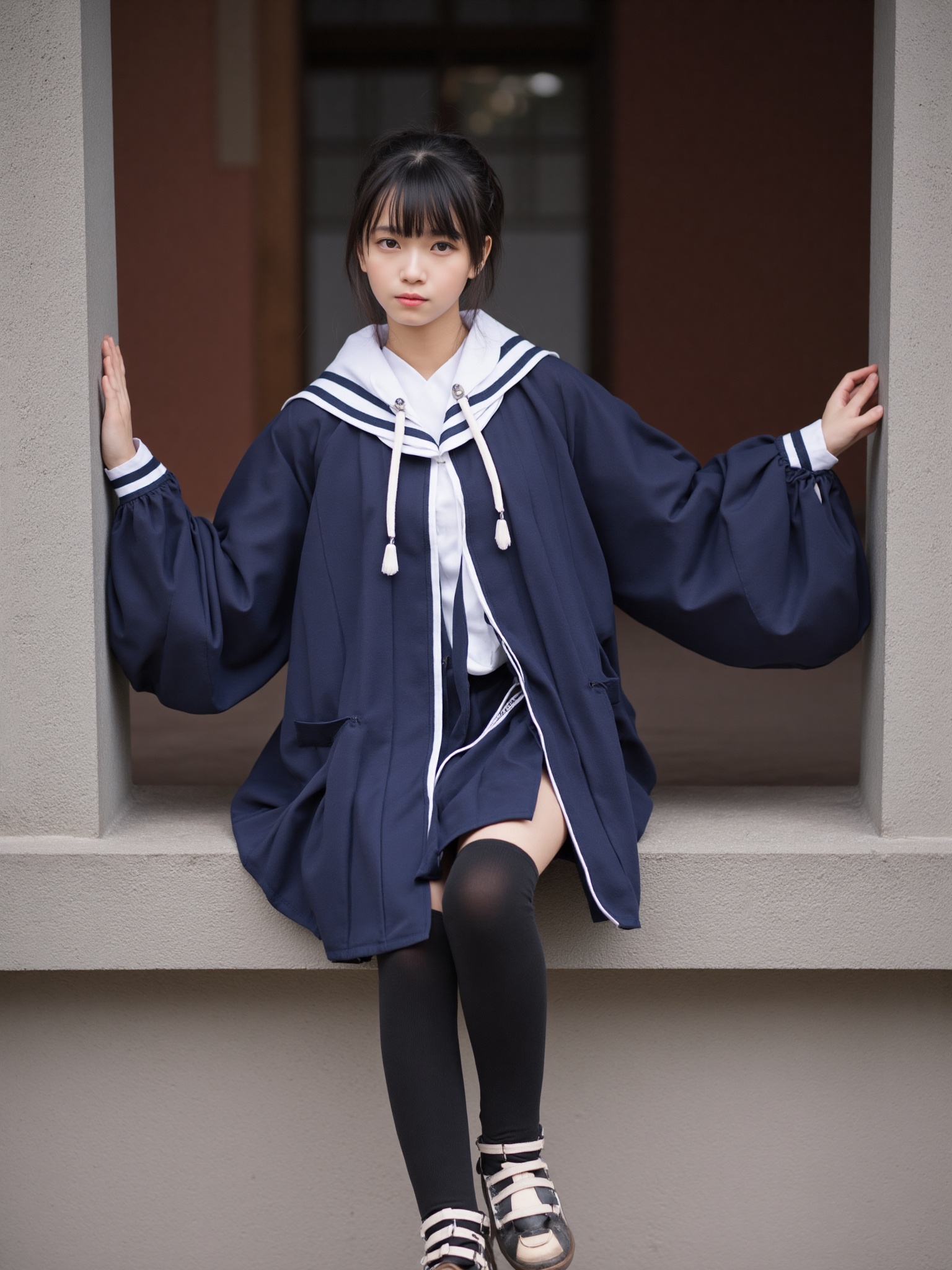A photo of a 15-year-old Russian actress,  she is wearing a Korean school uniform on Tensor.Art