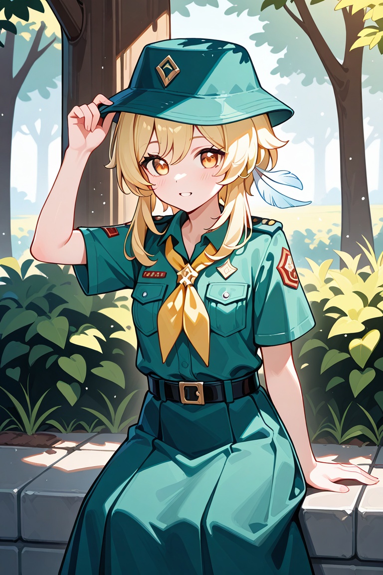1girl,  girl_scout_uniform,  long yellow neckerchief on Tensor.Art
