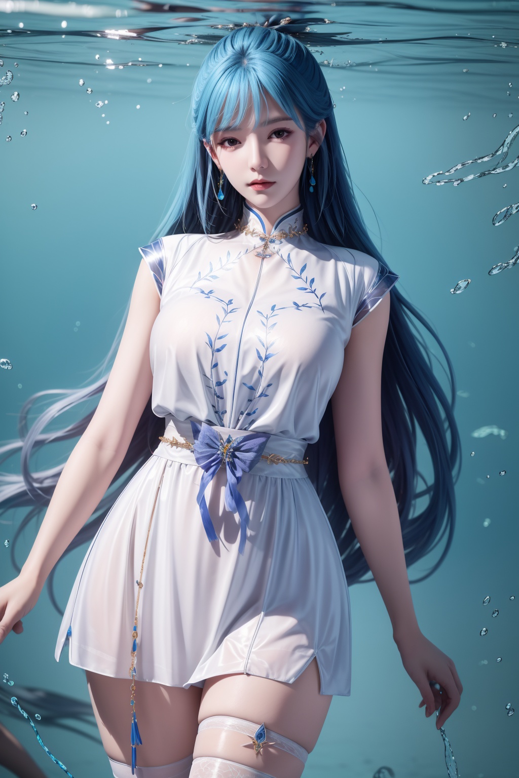 underwater,  Thigh exposed,  thighhighs on Tensor.Art