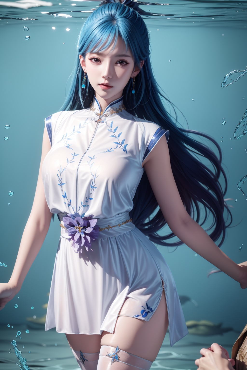 underwater,  Thigh exposed,  thighhighs on Tensor.Art